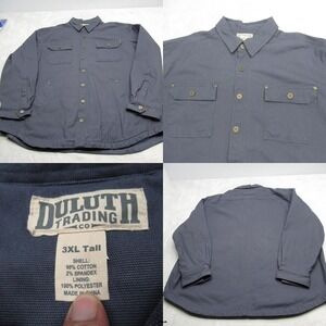 Duluth Trading Co‎ Shirt Jacket Men 3XLTall Blue Fire Hose Oversized Heavyweight
